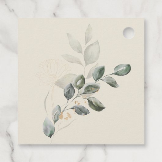 Minimalistisch Boho Gold Greenery Brautparty Geschenkanhänger (Rückseite)