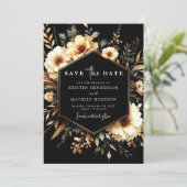 Minimalistisch Boho Gold und Black Wedding Save The Date (Stehend Vorderseite)