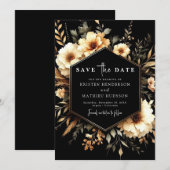 Minimalistisch Boho Gold und Black Wedding Save The Date (Vorne/Hinten)