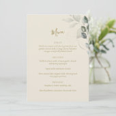 Minimalistisch Boho Green Eukalyptus Botanische Ho Menükarte (Stehend Vorderseite)