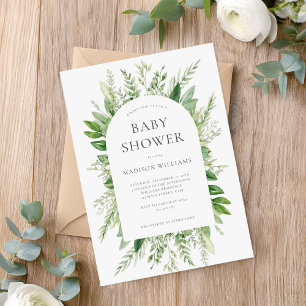 Minimalistisch Boho Greenery Baby Shower Einladung