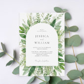 Minimalistisch Boho Greenery Wedding Einladung