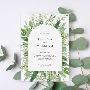 Minimalistisch Boho Greenery Wedding Einladung