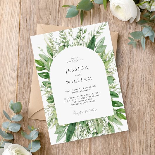 Minimalistisch Boho Greenery Wedding Einladung