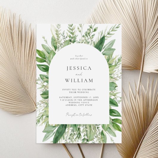 Minimalistisch Boho Greenery Wedding Einladung