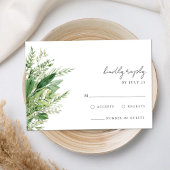 Minimalistisch Boho Greenery Wedding RSVP Karte