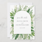 Minimalistisch Boho Greenery Wedding Save The Date (Vorderseite)