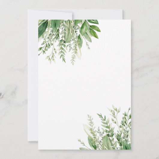 Minimalistisch Boho Greenery Wedding Save The Date (Rückseite)