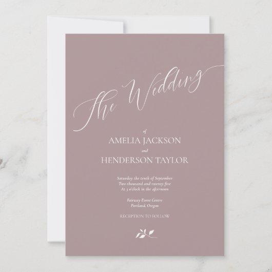 Minimalistisch Boho Lavender Script Wedding Einladung (Vorderseite)