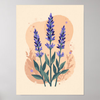 Minimalistisch Boho Lavender Sprider Abstrakte Mau Poster