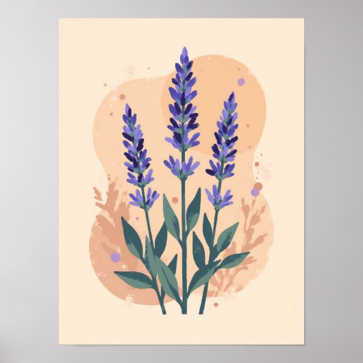 Minimalistisch Boho Lavender Sprider Abstrakte Mau Poster (Vorne)