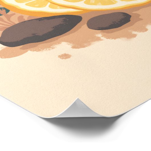Minimalistisch Boho Lemon Scheiben Abstrakte Küche Poster (Ecke)