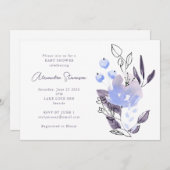 Minimalistisch Boho Lila Floral Baby Dusche Einladung (Vorne/Hinten)