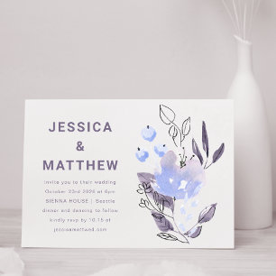 Minimalistisch Boho Lila Floral Simple Wedding Einladung