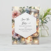 Minimalistisch Boho Mason Jar Wedding Save The Date (Stehend Vorderseite)