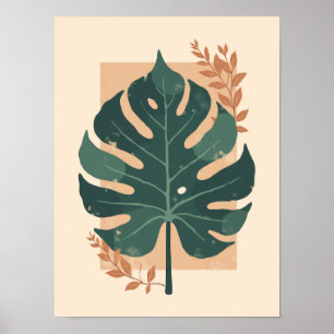 Minimalistisch Boho Monstera Leaf Wall Art Poster