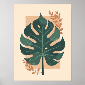 Minimalistisch Boho Monstera Leaf Wall Art Poster