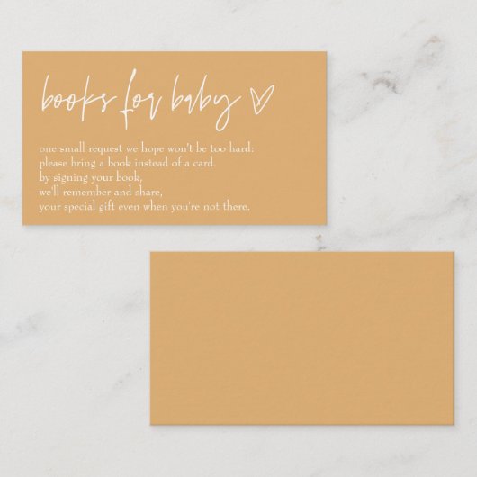 Minimalistisch Boho Mustard Hello Baby Books for B Begleitkarte (Vorne/Hinten)