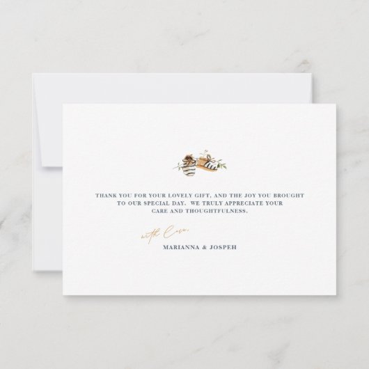 Minimalistisch Boho New Baby Shower Clothesline Bo Dankeskarte (Rückseite)