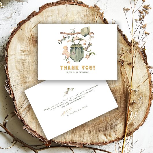 Minimalistisch Boho New Baby Shower Girl Clothesli Dankeskarte
