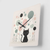 Minimalistisch Boho Niedlich Black Cat Kinderzimme Quadratische Wanduhr (Winkel)