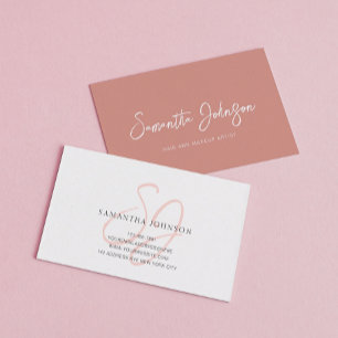 Minimalistisch Boho Old Rose Monogram Script Visitenkarte