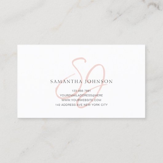 Minimalistisch Boho Old Rose Monogram Script Visitenkarte (Rückseite)