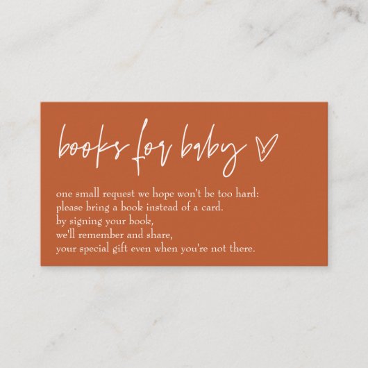 Minimalistisch Boho Orange Hello Baby Books for Ba Begleitkarte (Vorderseite)