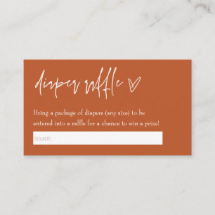 Minimalistisch Boho Orange Hello Baby Diaper Raffl Begleitkarte