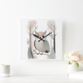 Minimalistisch Boho Owl im Kinderzimmer Woods Kind Quadratische Wanduhr (Zuhause)