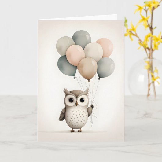 Minimalistisch Boho Owl mit Blankgrüße Karte (Gelbe Blume)