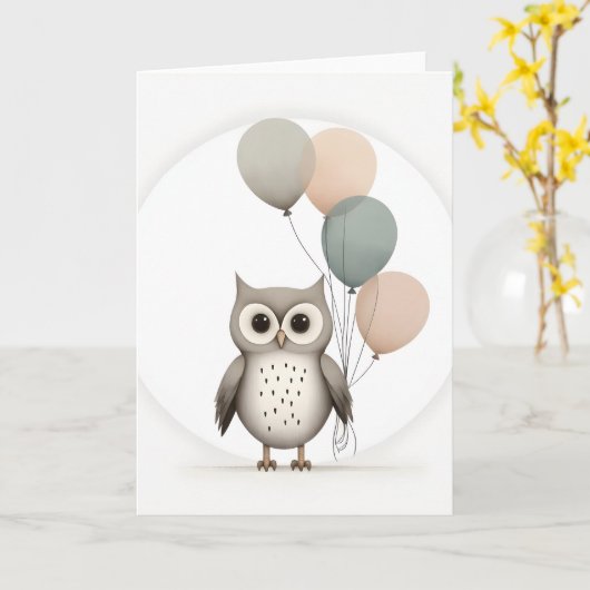 Minimalistisch Boho Owl mit Blankgrüße Karte (Gelbe Blume)