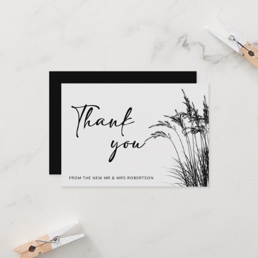 Minimalistisch Boho Pampas Grass Black & White Karte (Vorderseite/Rückseite Beispiel)