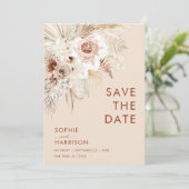 Minimalistisch Boho Pampas Grass Save the Date Einladung (Stehend Vorderseite)