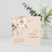 Minimalistisch Boho Pampas Grass Square Wedding Einladung (Stehend Vorderseite)