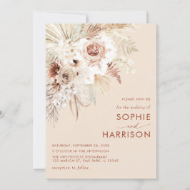 Minimalistisch Boho Pampas Grass Wedding Einladung