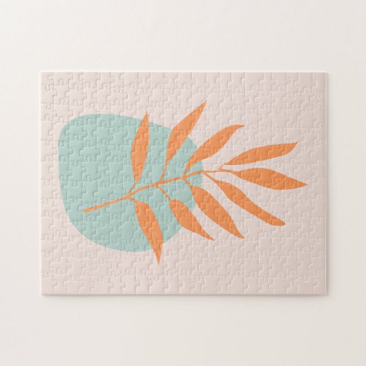 Minimalistisch Boho Pastel Floral Abstrakt Art Puzzle (Horizontal)