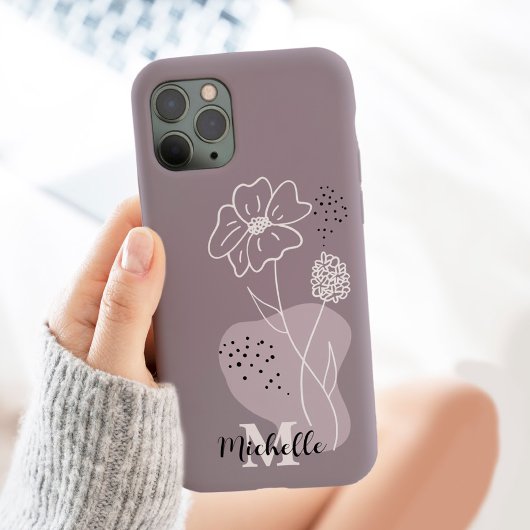 Minimalistisch Boho Personalisiert Name Floral Mon Case-Mate iPhone Hülle