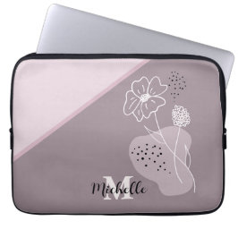 Minimalistisch Boho Personalisiert Name Floral Mon Laptopschutzhülle