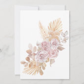 Minimalistisch Boho Pink Blumenstrauß Taufe Einladung (Rückseite)