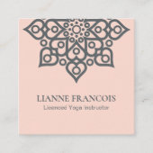Minimalistisch Boho Pink Gray Mandala Yoga Spiritu Quadratische Visitenkarte (Vorderseite)