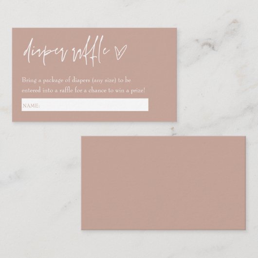 Minimalistisch Boho Pink Hello Baby Diaper Raffle Begleitkarte (Vorne/Hinten)