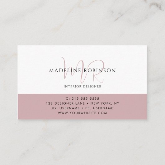 Minimalistisch Boho Pink Modern Visitenkarte (Rückseite)