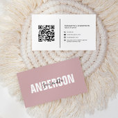 Minimalistisch Boho Pink QR Code Moderner Beruflic Visitenkarte