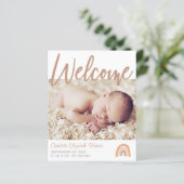 Minimalistisch Boho Rainbow Foto Geburtserklärung (Stehend Vorderseite)