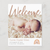 Minimalistisch Boho Rainbow Foto Geburtserklärung (Vorderseite)