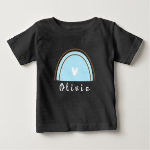 Minimalistisch Boho Rainbow mit Personalisiertem N Baby T-shirt
