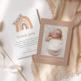 Minimalistisch Boho Rainbow New Baby Foto Vielen D Dankeskarte