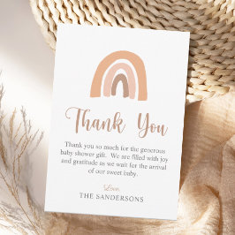 Minimalistisch Boho Rainbow Terracotta Kinderdusch Dankeskarte