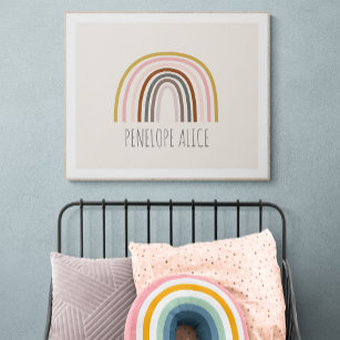 Minimalistisch Boho Rainbow Zeichne Personalisiert Poster